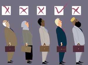 Line,Of,Diverse,Candidates,For,A,Job,With,A,Check