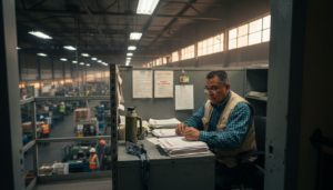 Supervisor concerned over paperwork in factory office