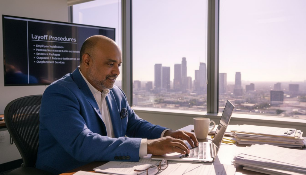 Irvine office worker facing corporate layoff