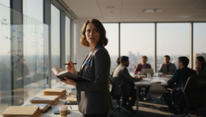 Employee in tense Newport Beach office scene