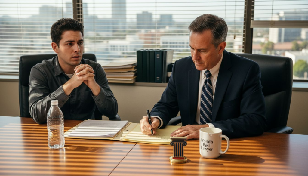 Attorney meeting client in Santa Ana office