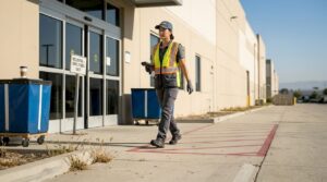 Amazon warehouse worker outside Placentia facility