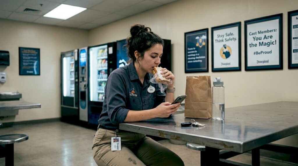 Disneyland employee taking a meal break
