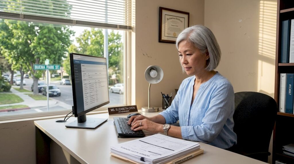 HR manager entering injury report paperwork