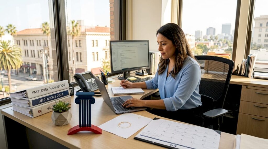 Santa Ana office manager taking notes