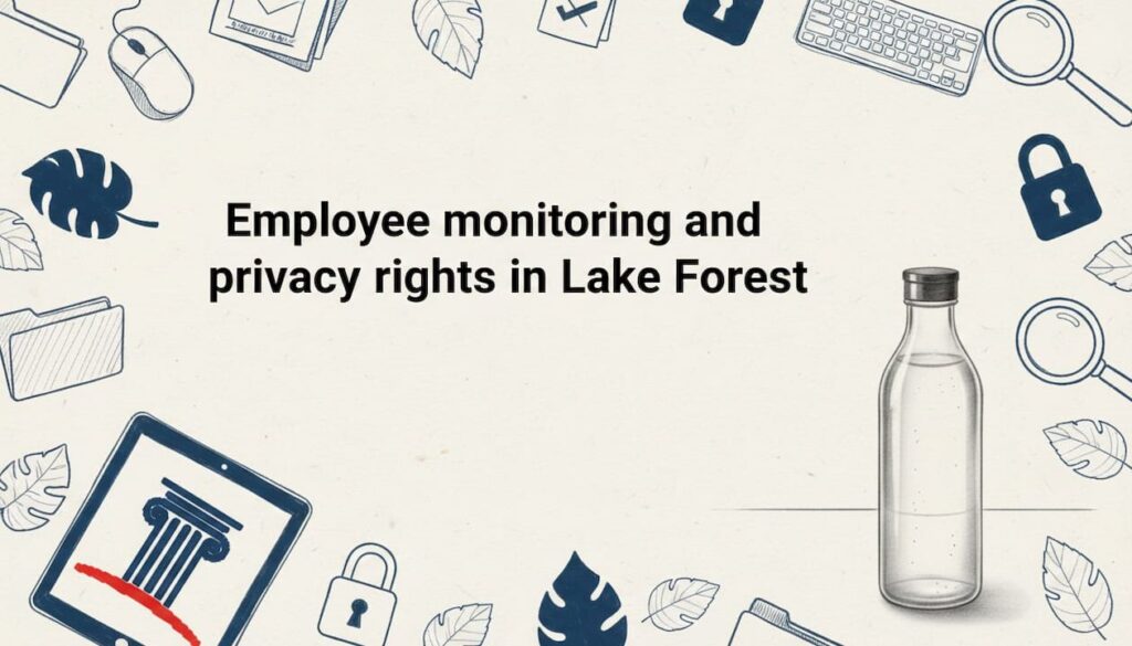 Decorative title card illustration with workplace props