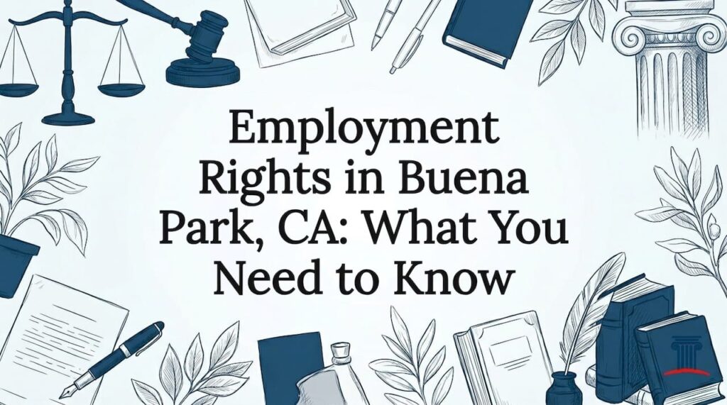 Decorative legal blog title card illustration