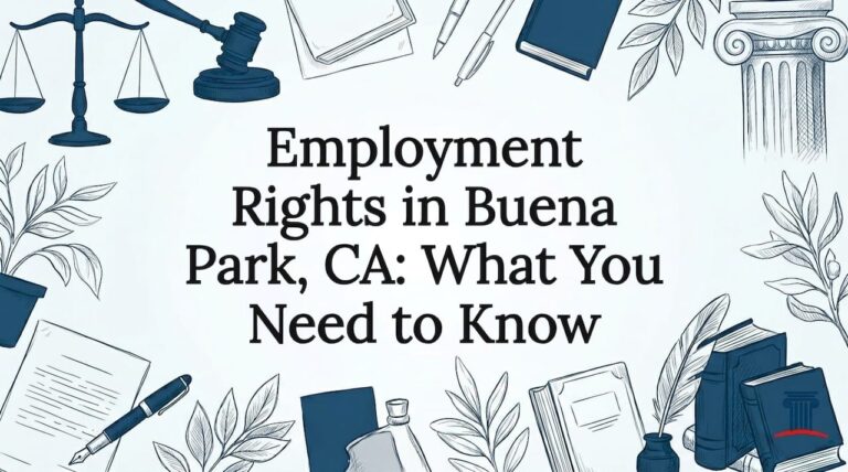 Decorative legal blog title card illustration