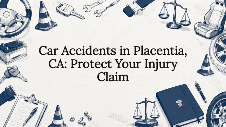 Decorative legal themed blog title card illustration