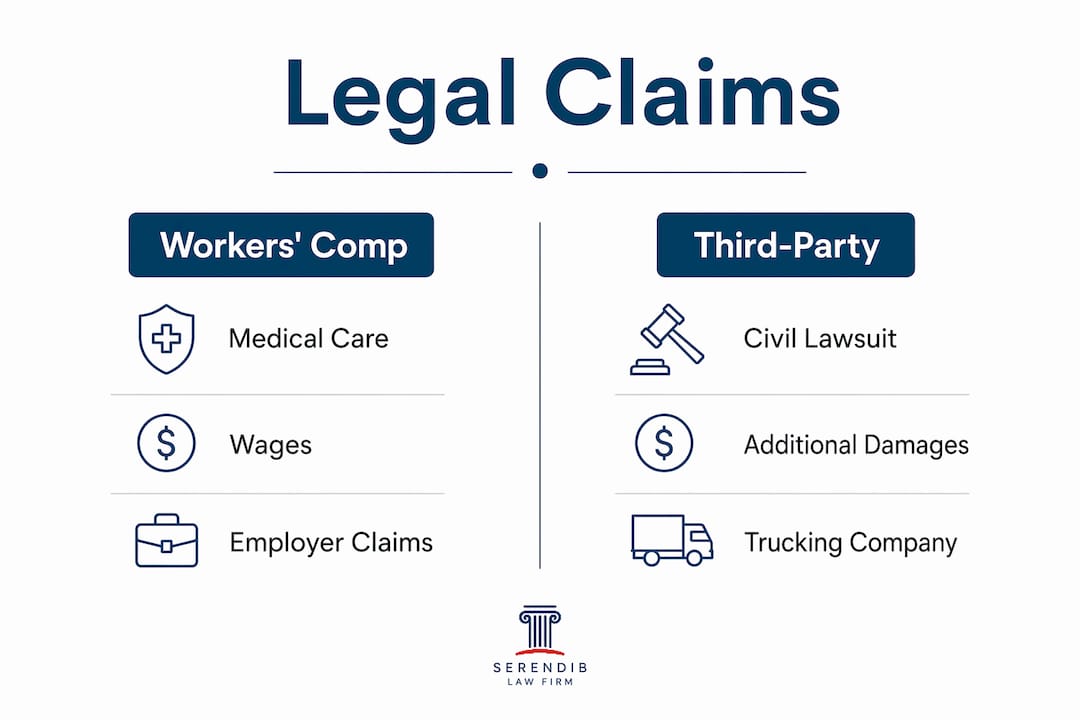 Infographic showing truck accident legal claims comparison