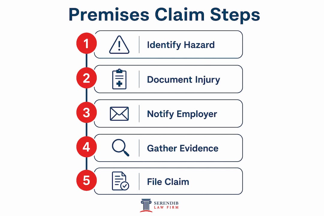 Infographic outlining key premises liability claim steps