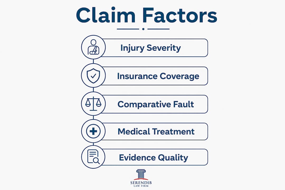 Infographic illustrating key factors affecting bicycle accident claims