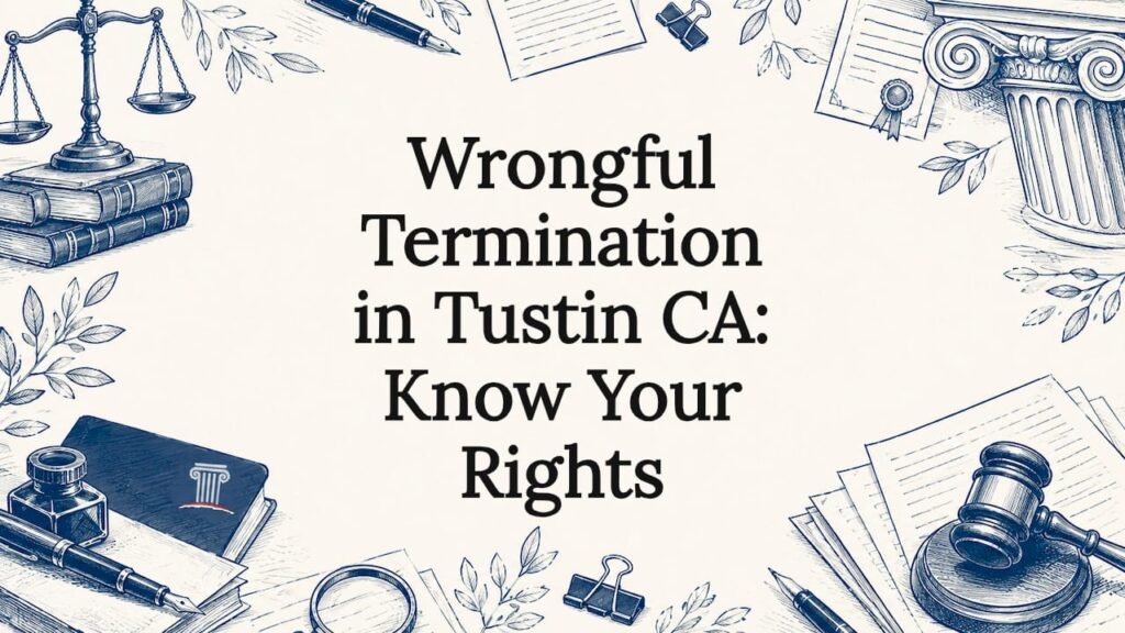 Decorative title card illustration with legal tools