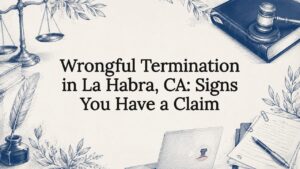 Decorative legal-themed title card illustration