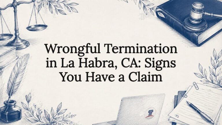 Decorative legal-themed title card illustration
