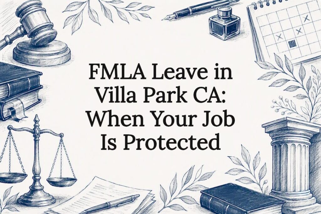 Decorative FMLA legal title card illustration