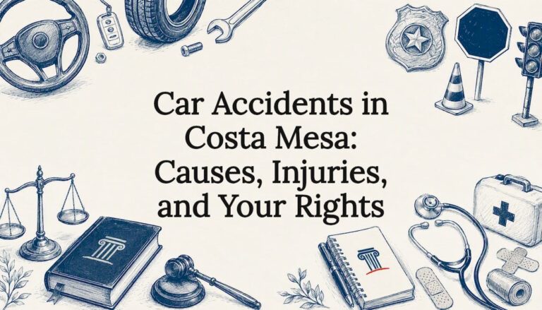 Decorative legal-themed title card illustration