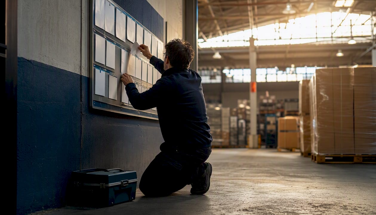 Warehouse worker adjusting shift schedule