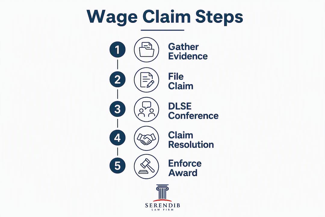 Infographic showing wage claim process steps