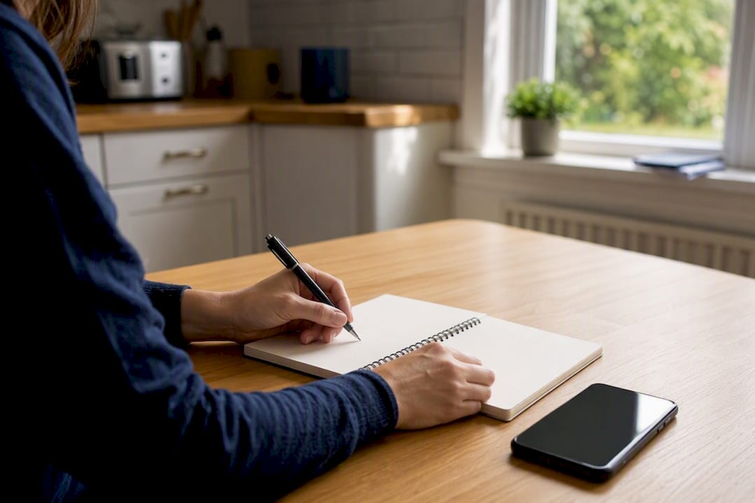 Hands writing notes about termination reasons