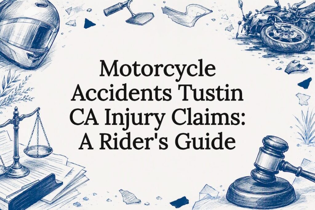 Decorative title card illustration for motorcycle accident legal guide