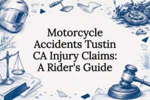 Decorative title card illustration for motorcycle accident legal guide
