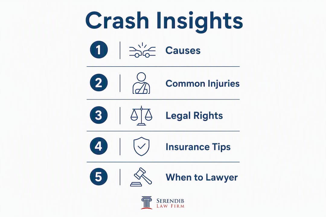 Infographic showing accident causes, injuries and rights