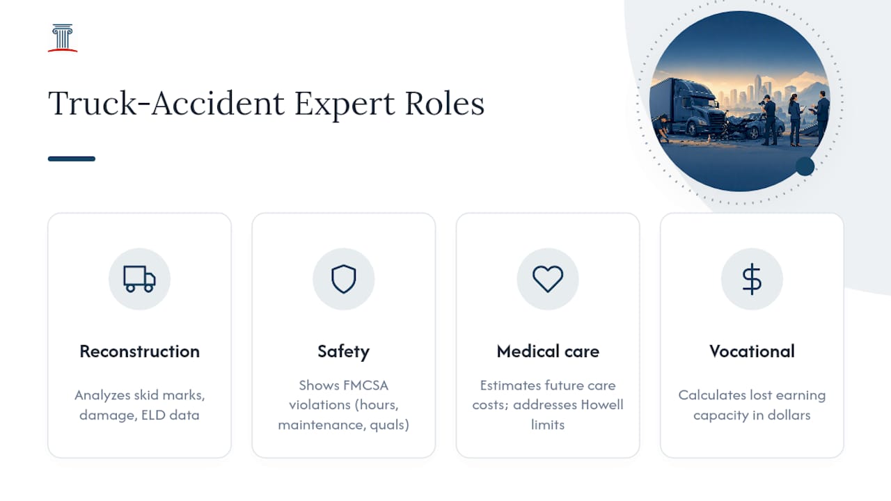 Four expert roles in truck accident cases