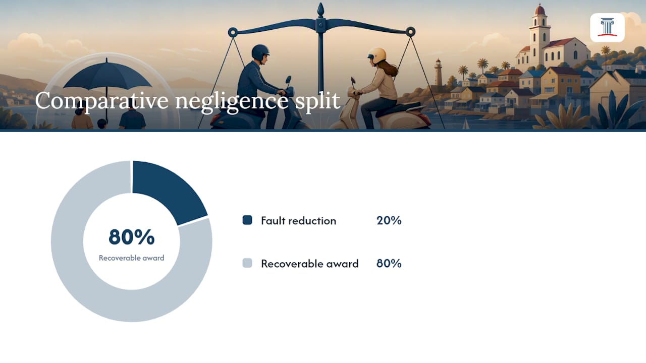 California comparative negligence award reduction diagram