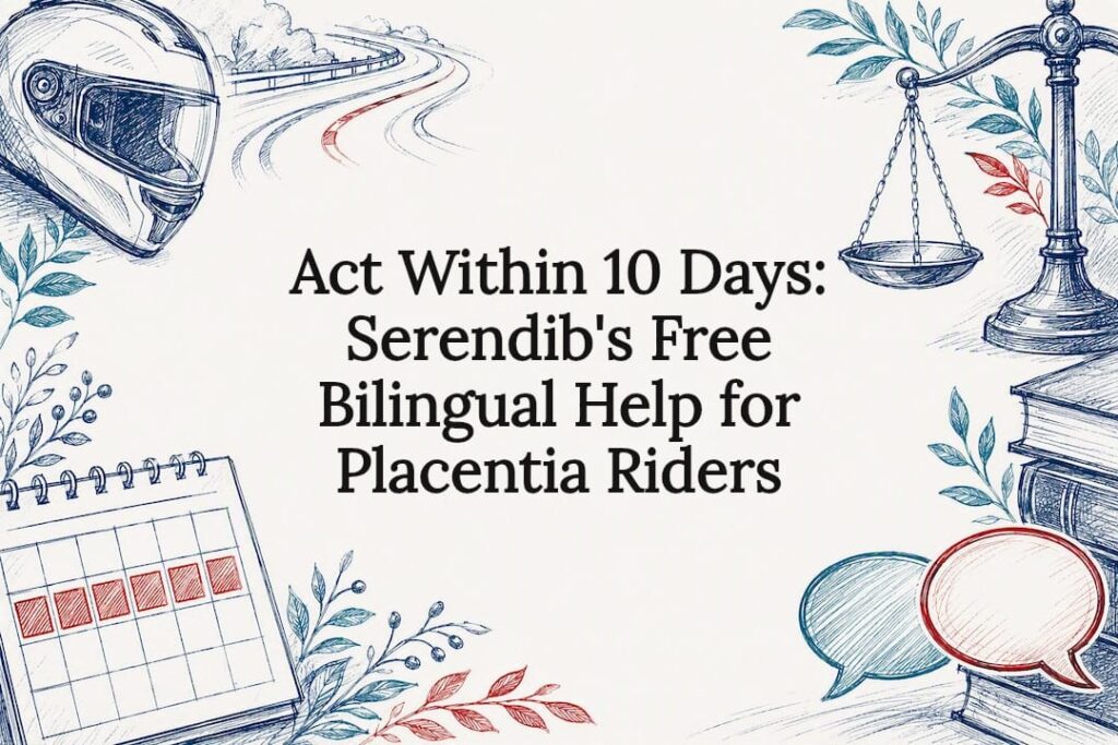 Legal help title card with helmet and calendar