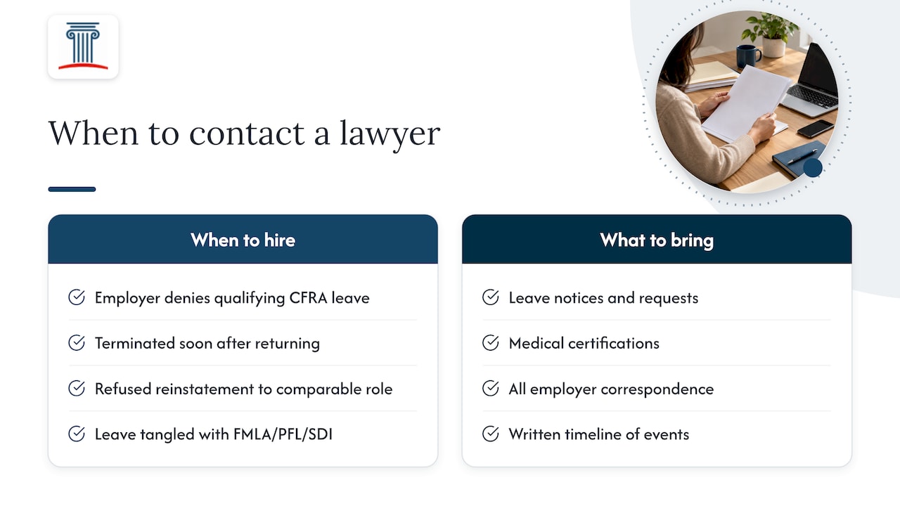 When a CFRA dispute calls for an employment lawyer — overview diagram