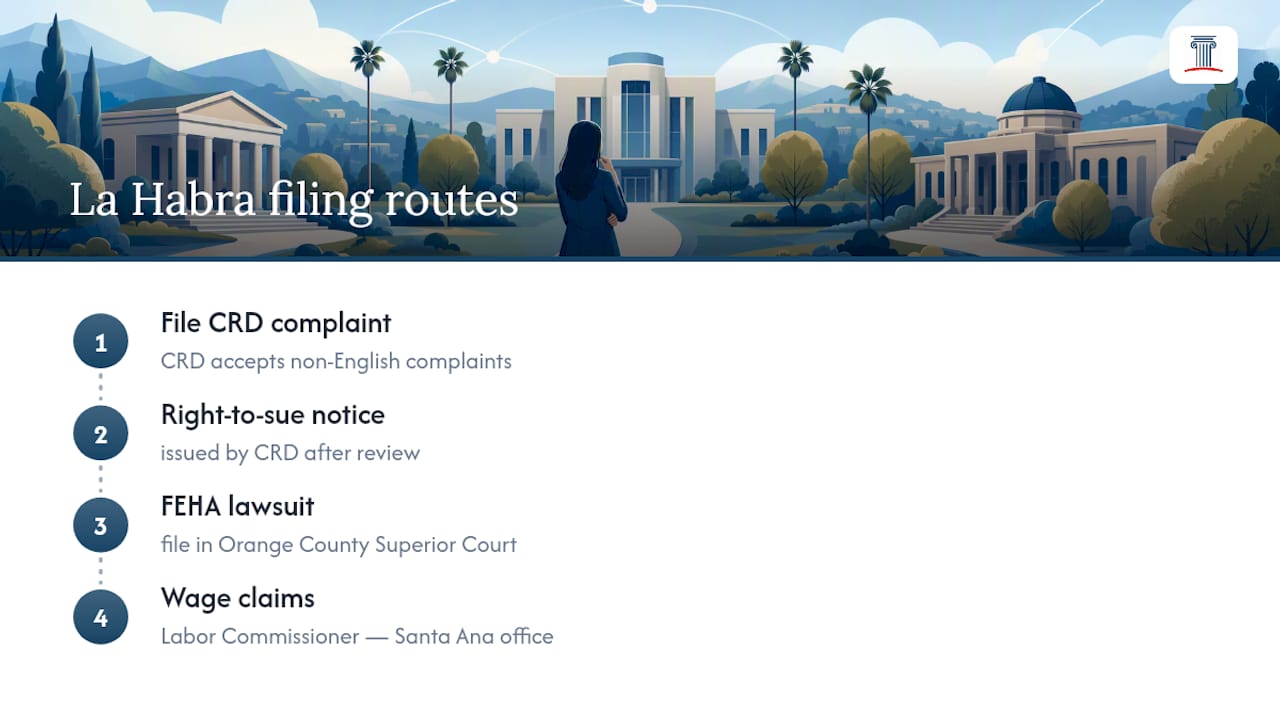 La Habra employment claim filing routes