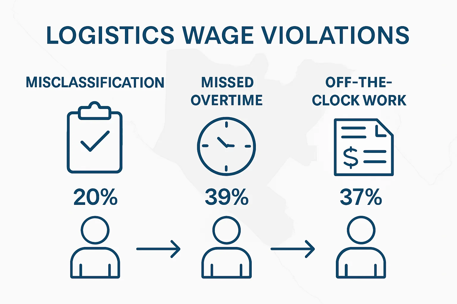 Infographic comparing logistics wage violations