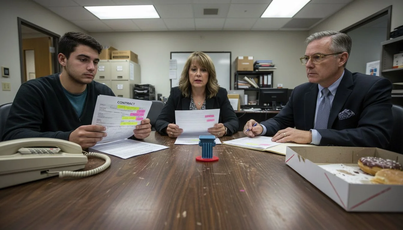 CSU staff and student worker in pay meeting