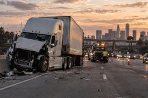 Truck accident on busy Orange, CA freeway interchange
