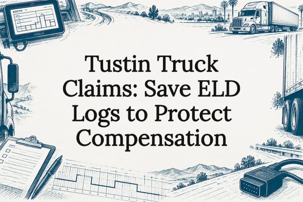 Decorative truck and ELD log title-card illustration