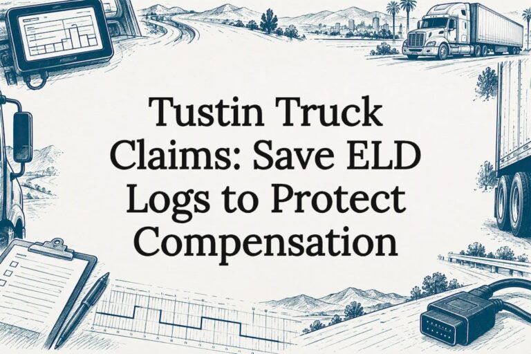 Decorative truck and ELD log title-card illustration