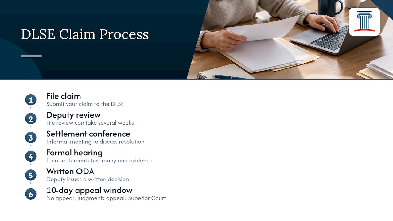 DLSE claim stages and appeal window