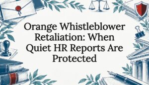 Sketch motifs framing a whistleblower article title