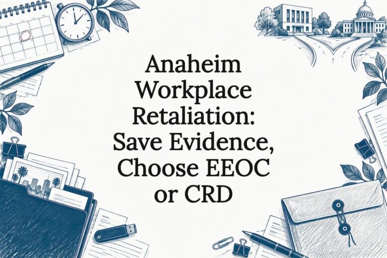Hand-drawn workplace retaliation title card