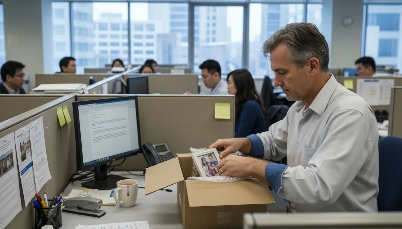 Employee packing up after retaliation incident